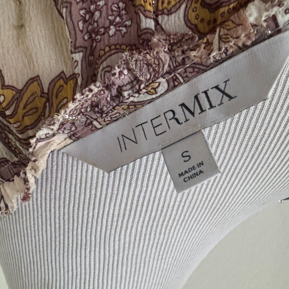 Intermix Silk Ruffle Blouse Paisley Metallic Thread Size Small - Picture 6 of 6